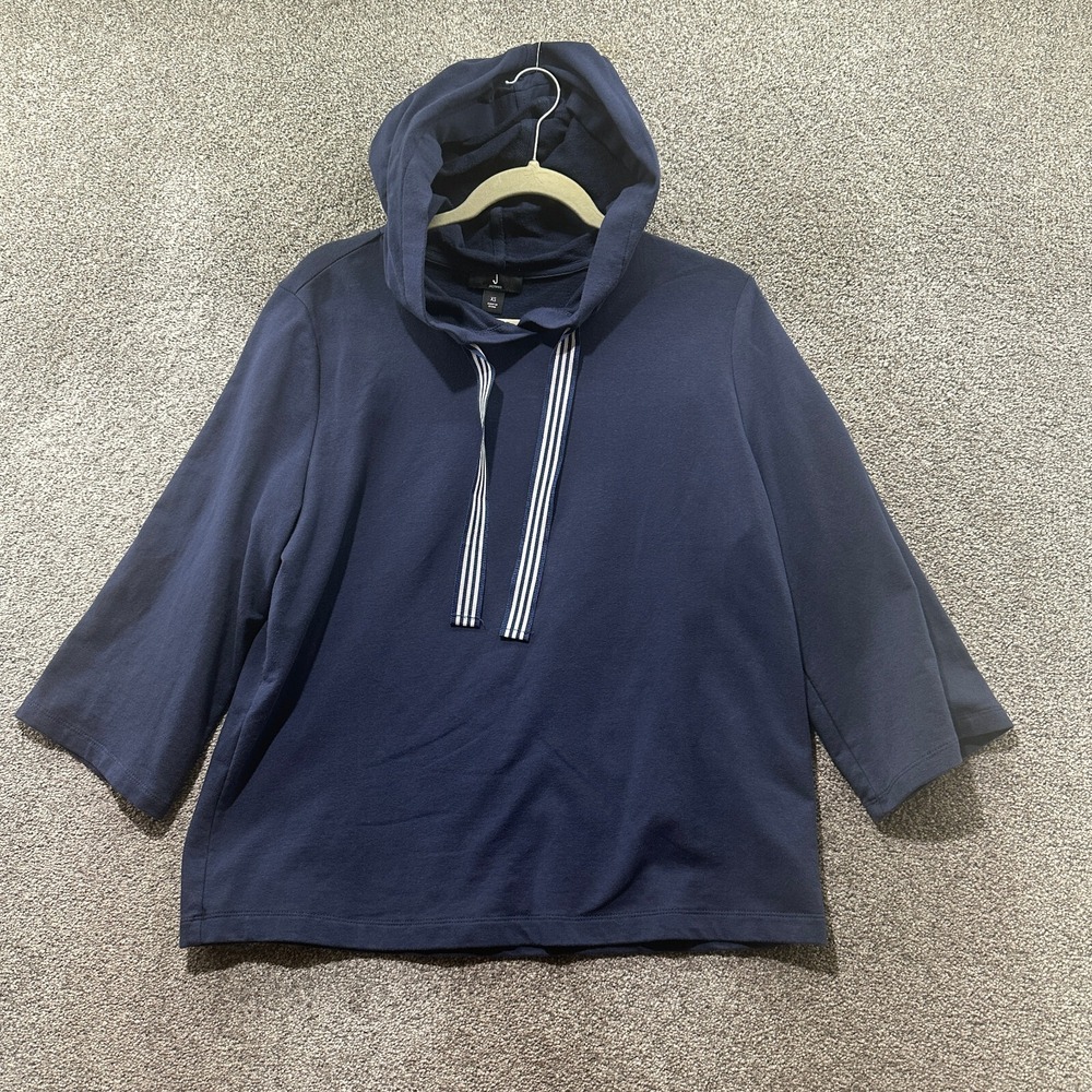 Jason Wu French Terry Hoodie Sweatshirt‎ Women XS Blue 3/4 Sleeve Coastal